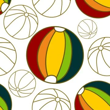 Ball Beach Pattern Seamless Design Template Vector Stock Illustration