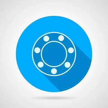 Ball bearing flat vector icon Blue round vector icon with white silhouette... Stock Photos