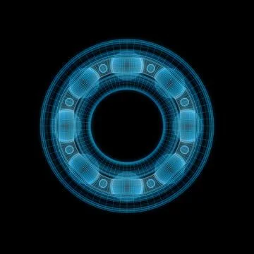 Ball Beating in Blue Wireframe Style. 3d Rendering Stock Illustration