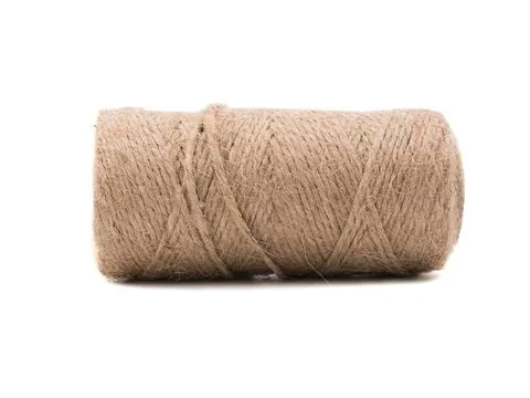 Ball of beige twine string on white background Stock Photos