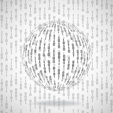 Ball of binary code. Abstract technology background 스톡 일러스트