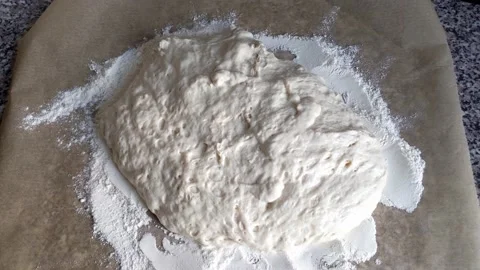 Ball of bread dough on top of flour Stock Footage 236776843