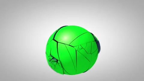 The ball is broken into pieces. 3d animation Vídeo Stock 132592866