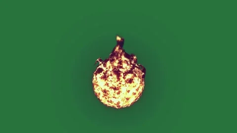Ball Burning On Green Screen Chroma Key Background Stock Footage 338012593
