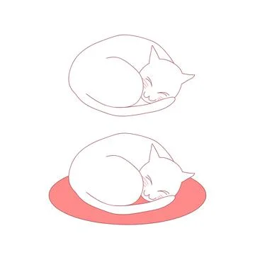 Ball Cat Sleeping on Bed Stock Illustration