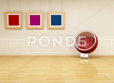 Ball chair in a classic lounge Stock Illustration