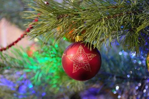 Ball on Christmas tree Foto stock