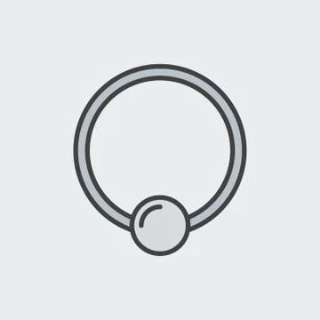 Ball closure ring flat icon. Body piercing jewelry sign Stock Illustration