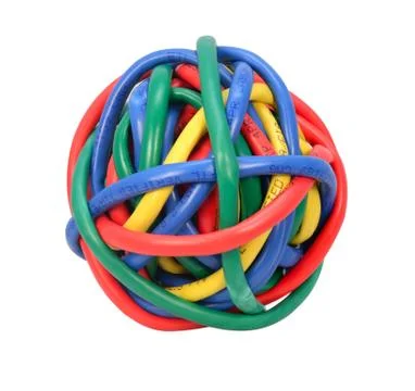 Ball of Colored Network Cables Isolated on White Stock-Fotos