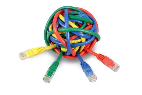 Ball Colored Network Cables Isolated on White Stock Photos