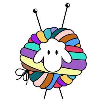 A ball of colored sheep wool and knitting needles Stock Illustration
