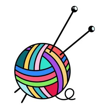 A ball of colored wool thread and knitting needles Stock Illustration