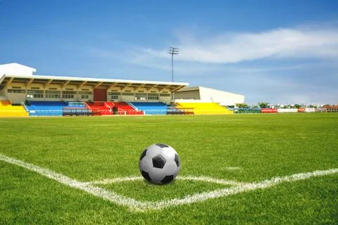 A ball on corner field Stock Photos