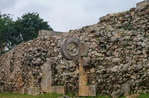 Ball court (Juego de Pelota) at the ruins of the ancient Mayan city Uxmal, Me Stock Photos