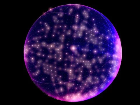Ball covered with randomly spaced glowing dots - abstract 3d illustration Stock Illustration