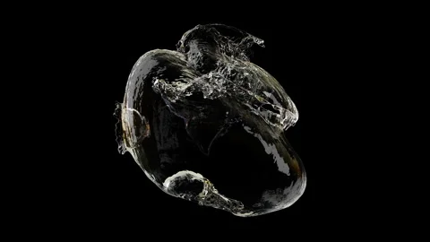 Ball Crashes into Fluid Black Background 스톡 동영상 248139475