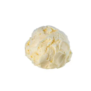 A ball of creamy fruit ice cream yellow on a white background Stock Photos