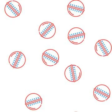 Ball cricket game vector seamless pattern Stock Illustration