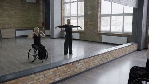 Ball dancing couple warming up in dance hall 스톡 동영상 157918620