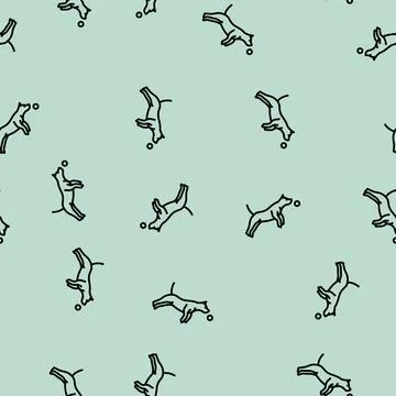 Ball dog line seamless pattern Illustrazione stock