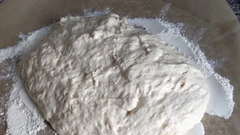 Ball of dough for homemade bread, close up Video stock 234976207