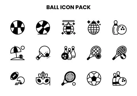 Ball DuoTone Bundle Icons Pack Stock Illustration
