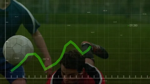 Ball entering goalkeeper tracking diving deflecting with sports analytics Stock Footage 309687710