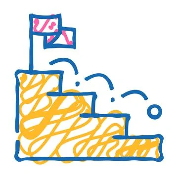 Ball falling on stairs icon doodle illustration Illustrazione stock