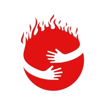 Ball on fire. Hug and circle with fire flames. Vector illustration flat red Illustrazione stock