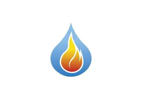 Ball of fire inside a drop of water for logo design Stock Illustration