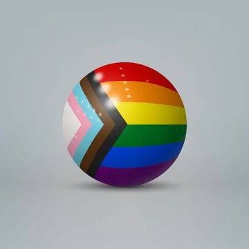 Ball with flag of Progressive pride on white background. Illustrazione stock