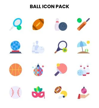 Ball Flat Collection Icons Pack Stock Illustration