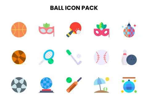 Ball Flat Design Icons Pack Stock Illustration