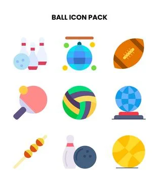 Ball Flat Scalable Icons Pack Stock Illustration