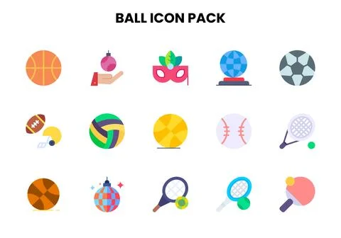 Ball Flat UI Icons Pack Stock Illustration