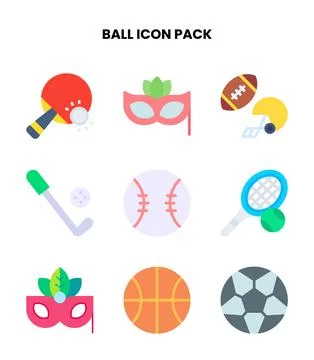 Ball Flat Vector Icons Pack Stock Illustration