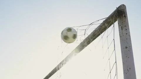 The ball flies into the upper right corner of the goal. Training. Stock-Footage 147074953