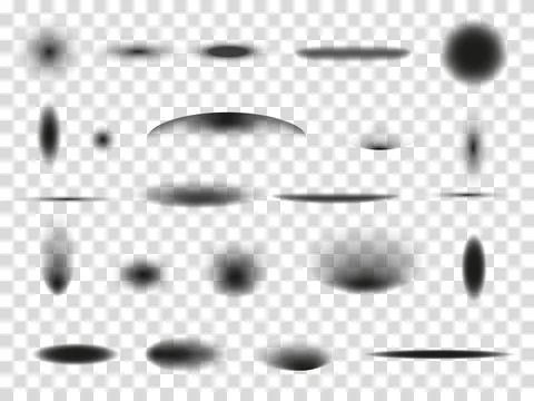 Ball floor shadow. Shade effects. White 3D pack. Circular gradient objects Illustrazione stock