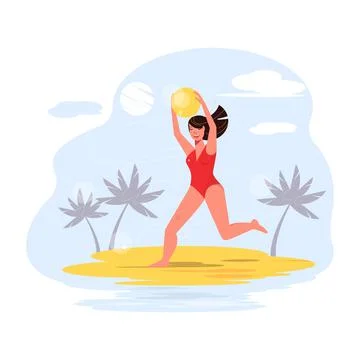 Ball game on the beach. Stock Illustration