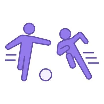 Ball Game Color Icon. Vector Icon of People Running after the Ball. Footbal.. Stock Illustration