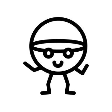 Ball geometric shape character line icon vector illustration Stock Illustration