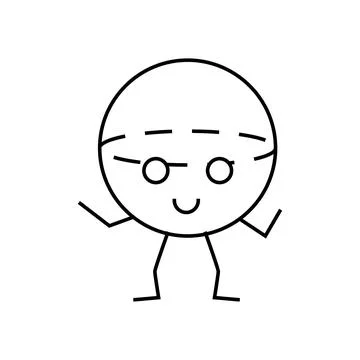 Ball geometric shape character line icon vector illustration Illustrazione stock