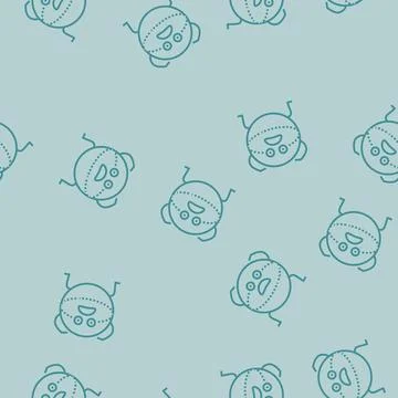 Ball geometric shape character line seamless pattern Stock Illustration