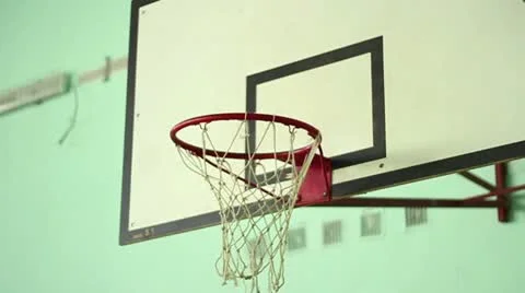 Ball gets into the hoop slow motion Stock Footage 21363512