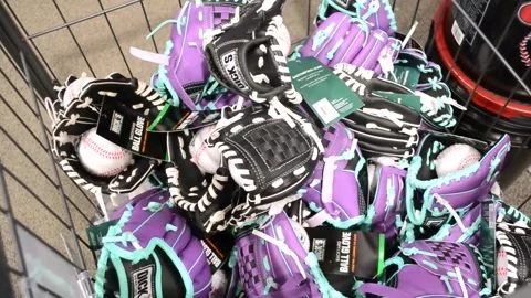 Ball Gloves Available for Purchase Stock Footage 133014897