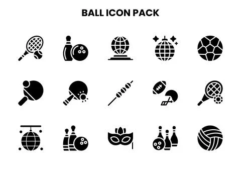 Ball Glyph UI Icons Pack Stock Illustration
