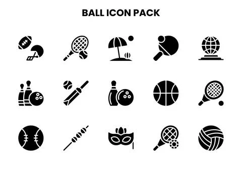 Ball Glyph Vector Icons Pack Stock Illustration