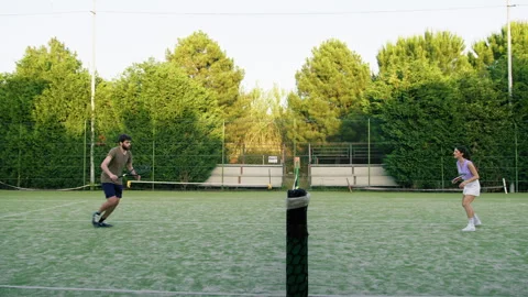 The Ball Going Over The Net During A Tennis Training Stock Footage 279103824