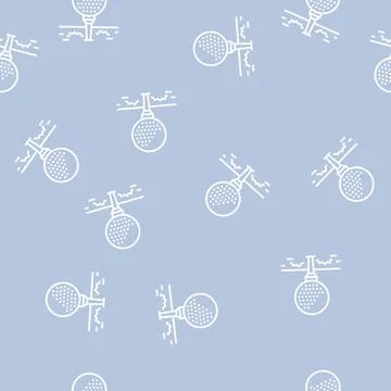 Ball on golf tee stand line seamless pattern Stock Illustration