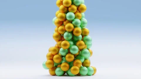 Ball green and gold in blue background 3d rendering illustration 4k video Stock Footage 287282926